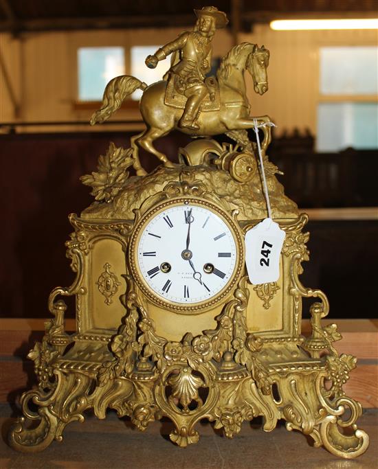 Ormolu clock - figure on horseback
